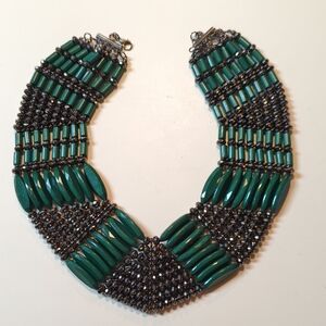 Elegant Green and Black Beaded Necklace